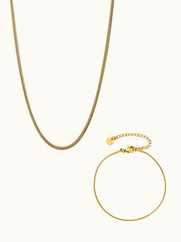 1mm Loop Sleek Necklace & Bracelet Set