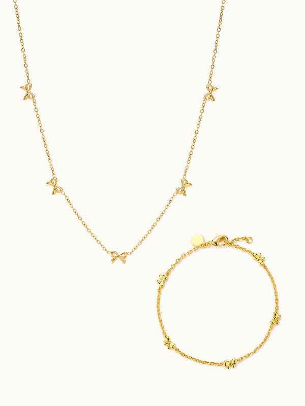 Mini Bow Necklace & Bracelet Set