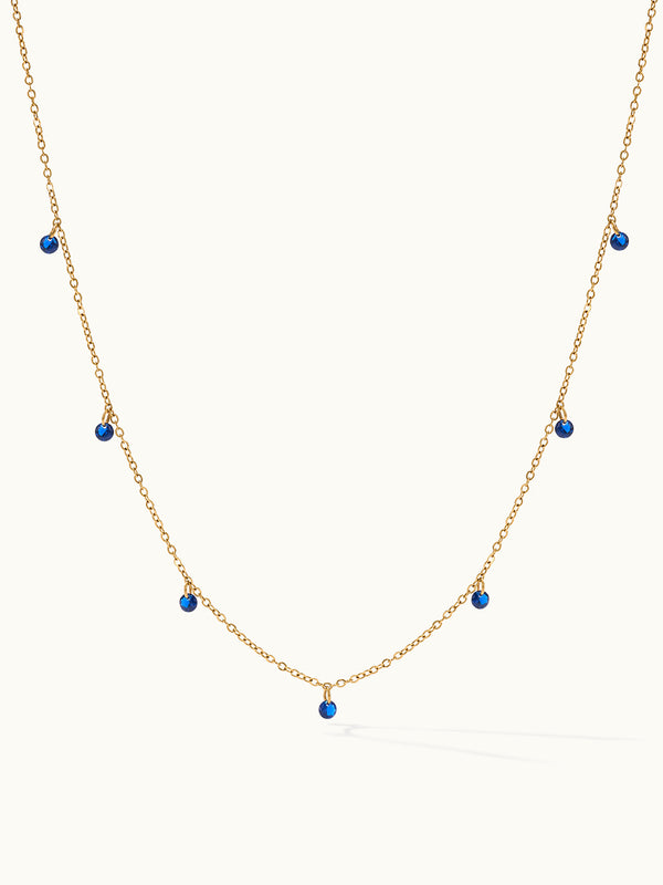 Blue Zirkon Fringe Drop Collarbone Kette