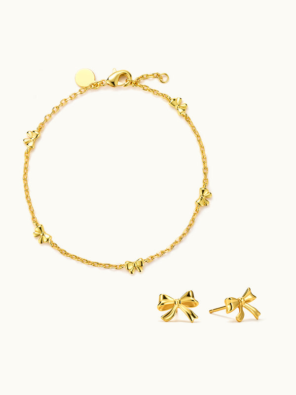 Mini Butterfly Link Bracelet & Stud Earrings Set