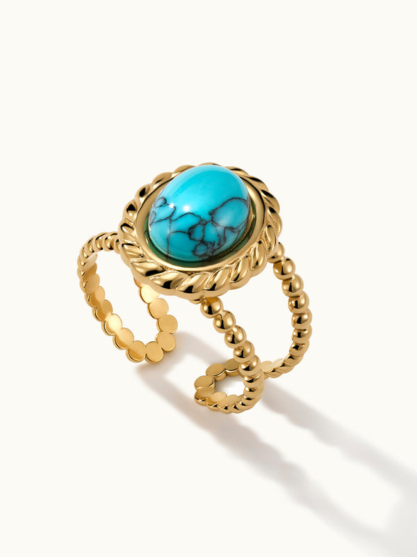 Oval Turquoise Gemstone Open Ring