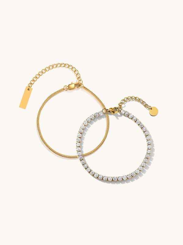 Minimal Armband & Classic Full Shine Tennis Armband Set