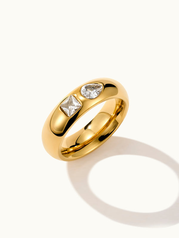 Two Stone Flush Set Ring