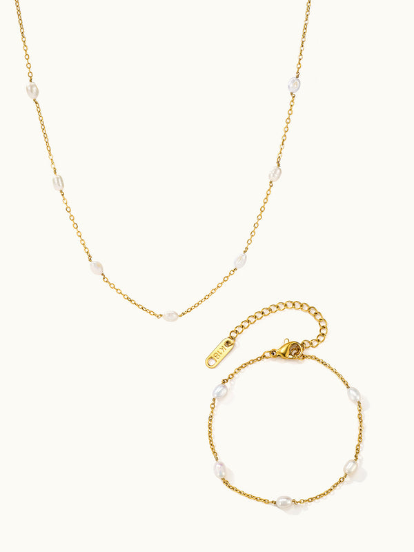 Pearl Chain Kette und Armband Set