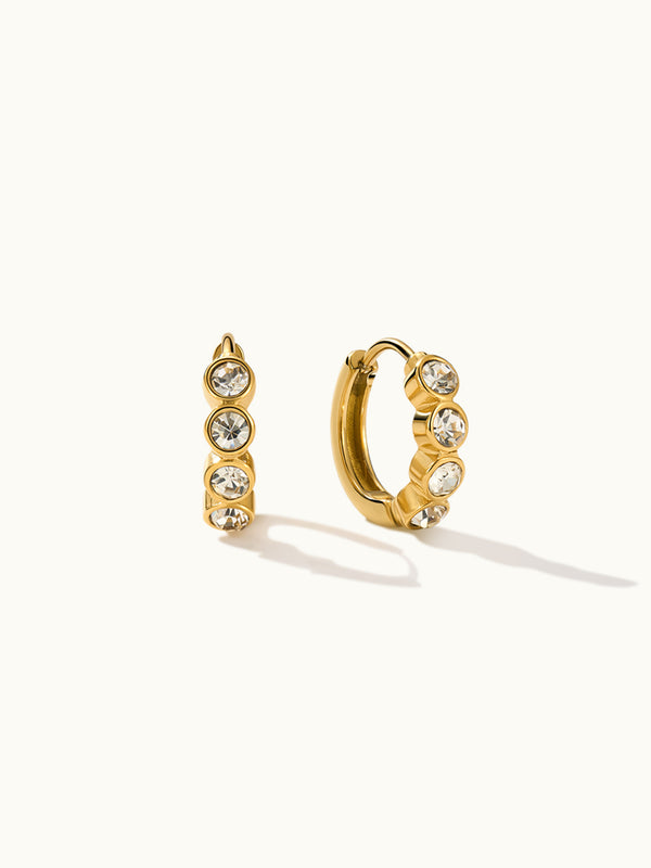 Bezel Huggie Hoop Earrings
