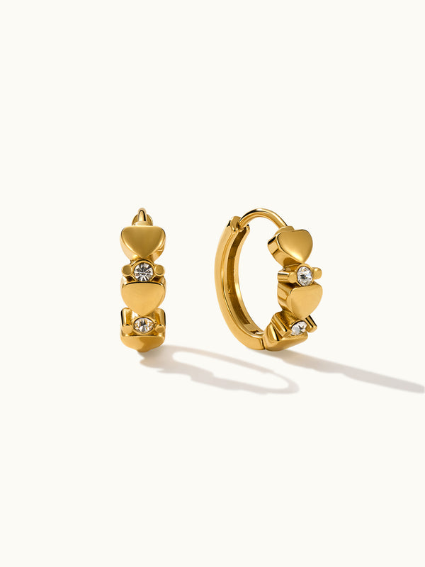 Love Heart Zircon Hoop Earrings