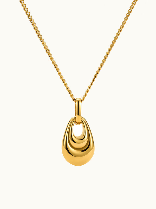 3D Puffed Hollow Teardrop Necklace