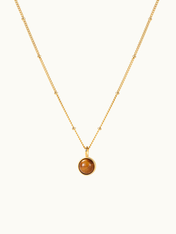 Round Tiger Eye Pendant Kette