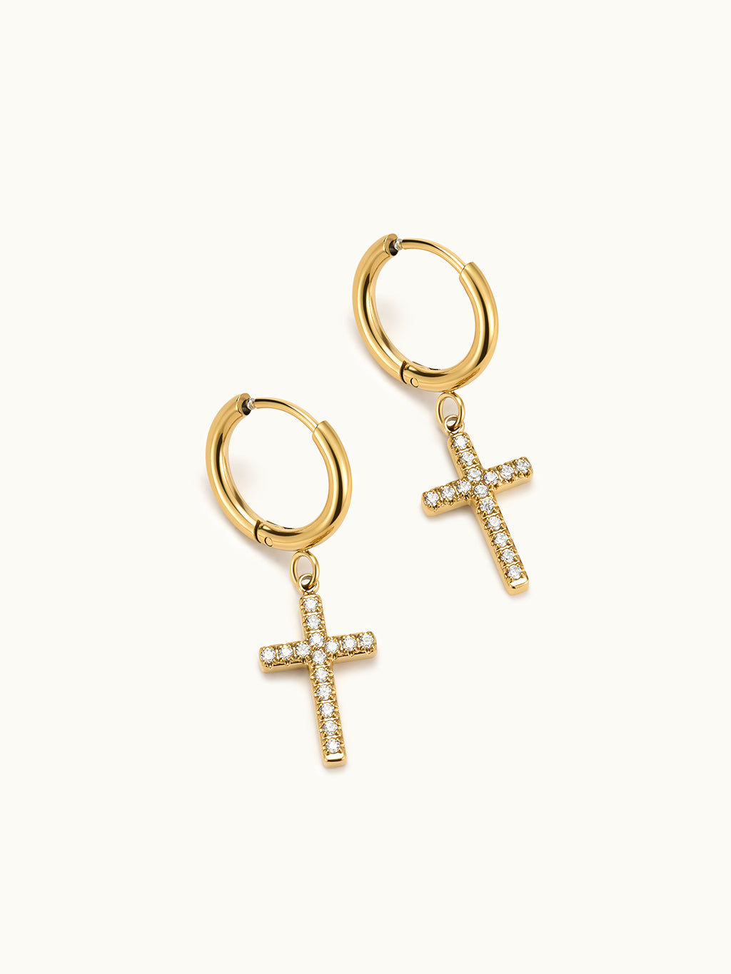 Zircon Cross Huggie Earrings