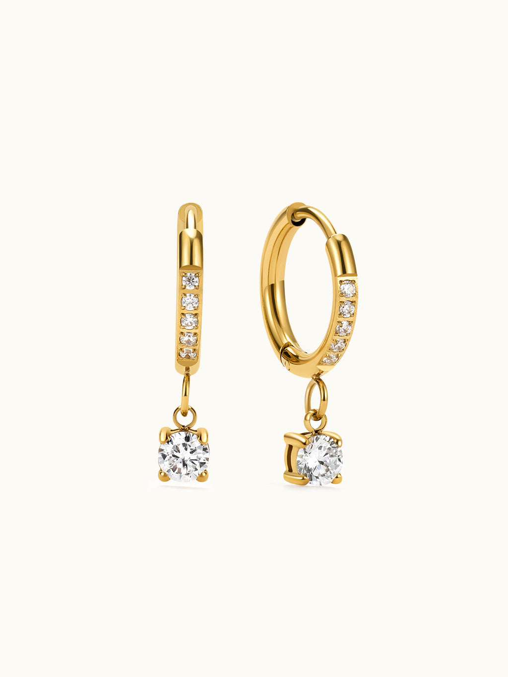Round Pave Zirkonia Drop Ohrringe