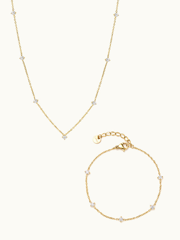 Star Gold Clear Kette und Armband Set