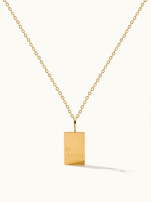 Anniversary Lettering Rectangular Necklace