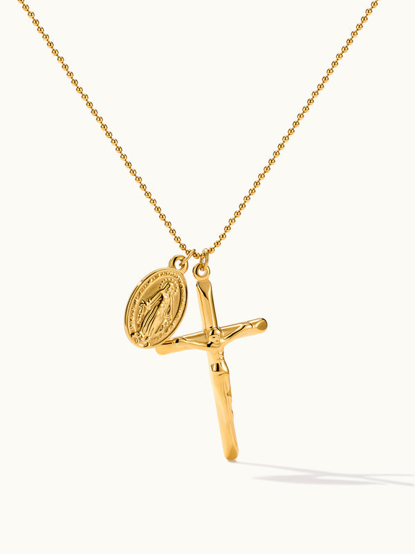 Crucifix Coin Medallion Kette