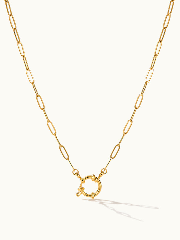 Circular Spring Clasp Paperclip Chain Necklace