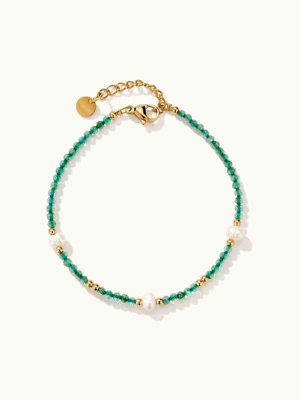 Emerald & Pearl Beaded Armband