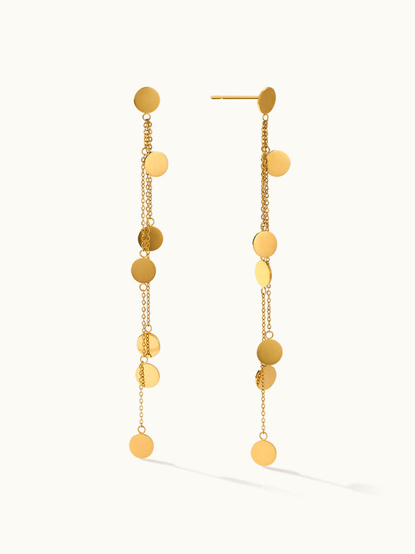 Disc Dangle Tassel Earrings