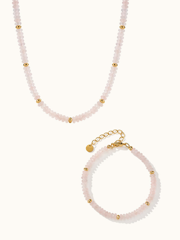 Beaded Pink Opal Kette und Armband Set