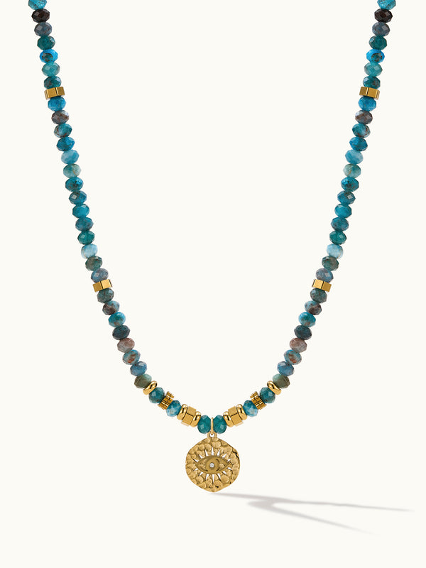Boho Blue Beaded Gold Evil Eye Kette