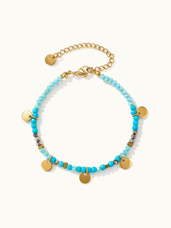 Turquoise Bead With Coin Armband