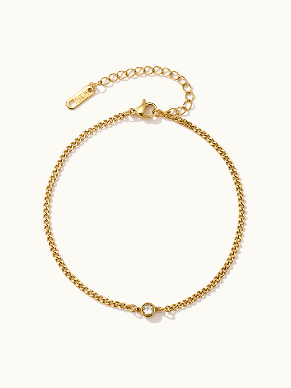 Floating Zircon Curb Chain Fusskettchen