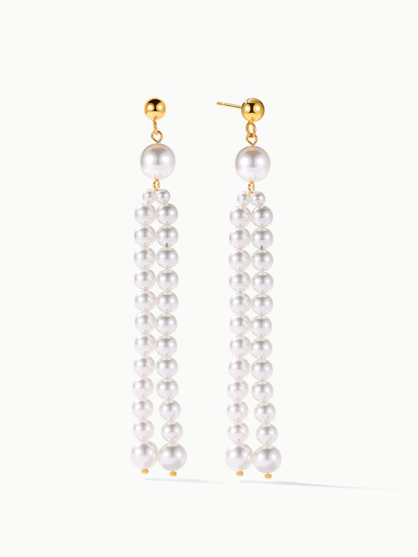 Long Dangle Drop Pearl Ohrringe