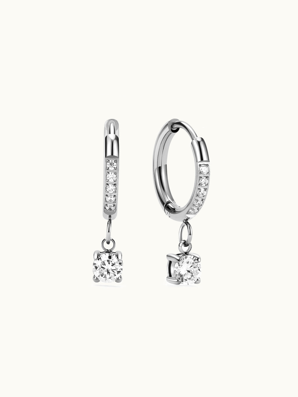 Round Pave Zirconia Drop Earrings