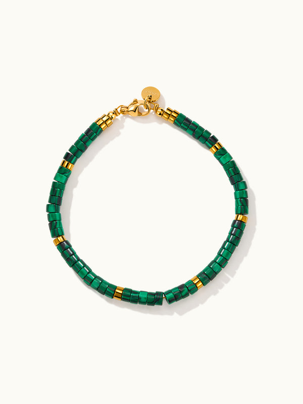 Natural Malachite Bead Round Tube Armband