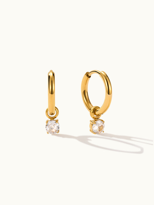 Solitaire Round Zirconia Dangle Earrings