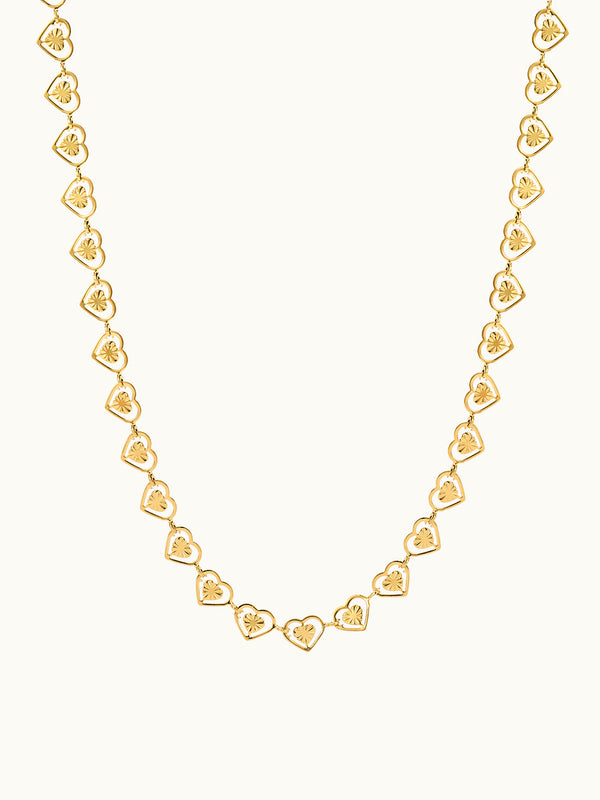 Two Heart Pattern Hollow Necklace