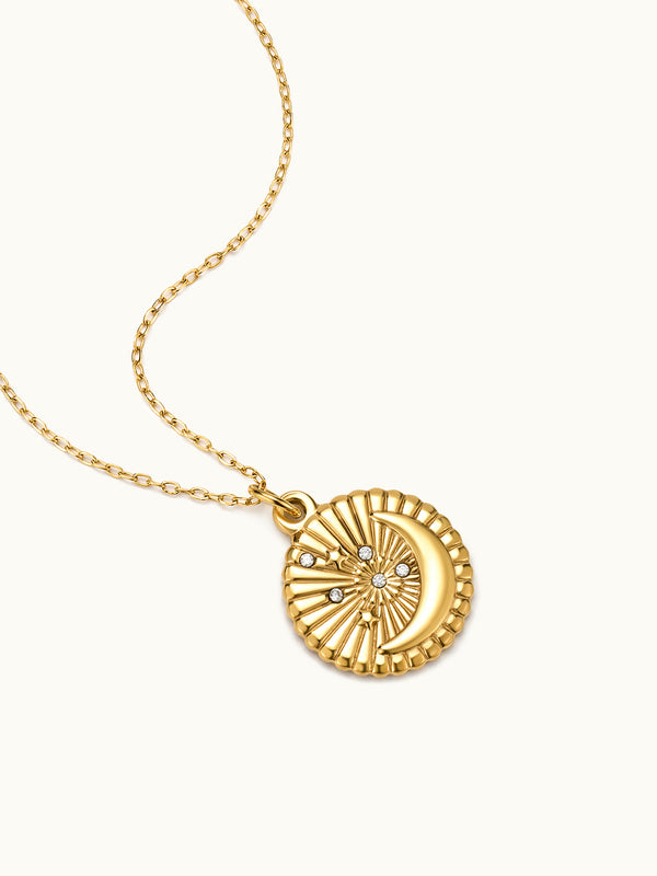 Moon And Stars Coin Necklace