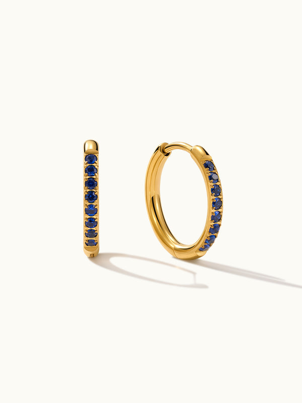 Blue Gemstone Eternity Hoop Earrings