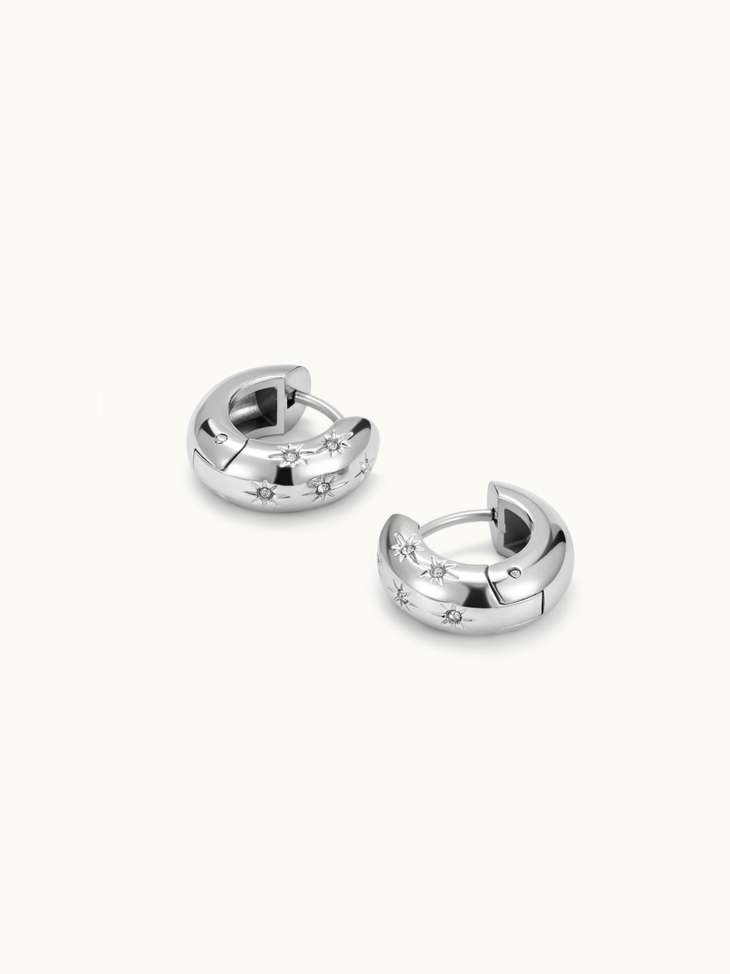 Pave Star Hoop Earrings