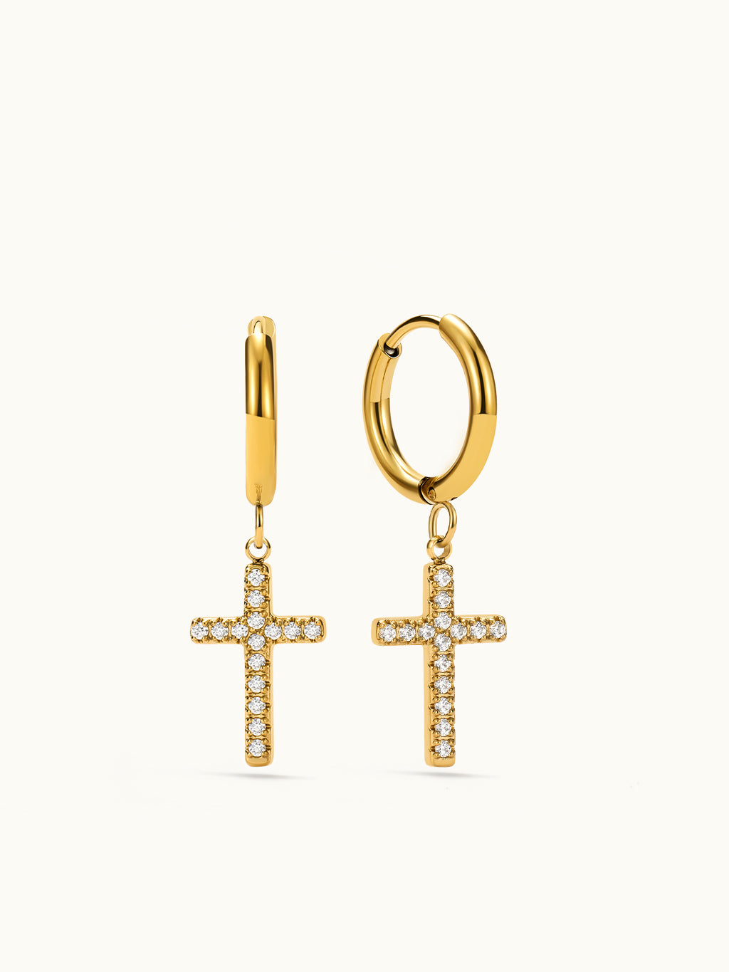 Zircon Cross Huggie Earrings