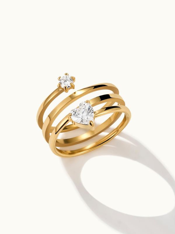 Multishape Heart Zirkon Spiral Ring