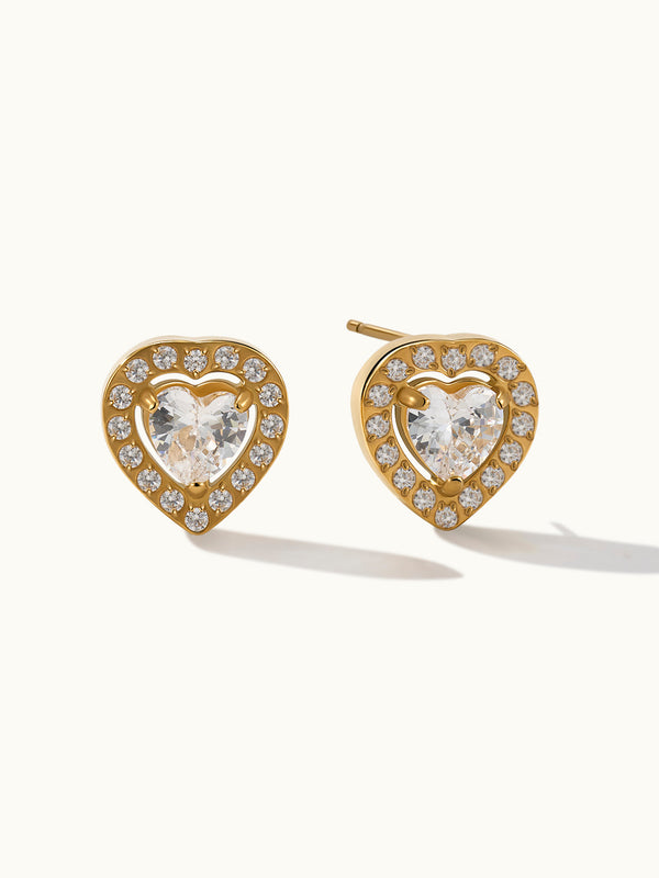 Sparkling Heart Zirkon Stud Ohrringe