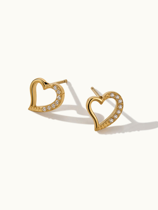 Ribbon Hollow Heart Zirkonia Ohrringe