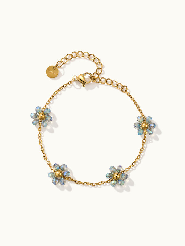 Sunlit Gray Blue Daisy Flowers Armband
