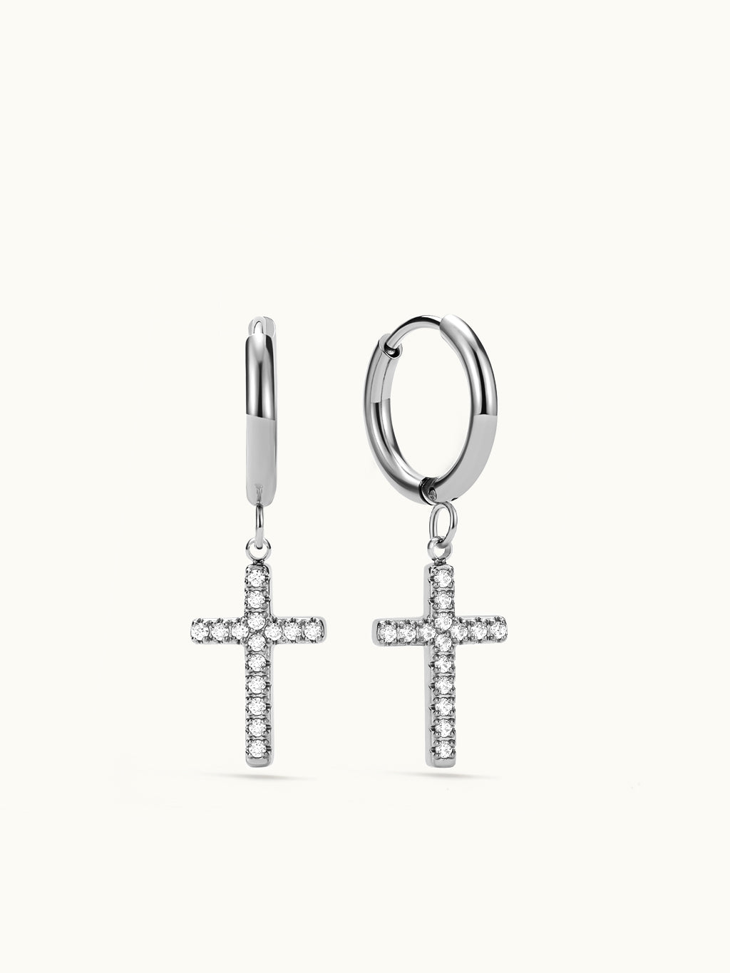 Zircon Cross Huggie Earrings