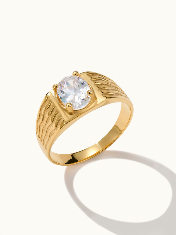 Twill Solitaire Oval Zirkonia Ring