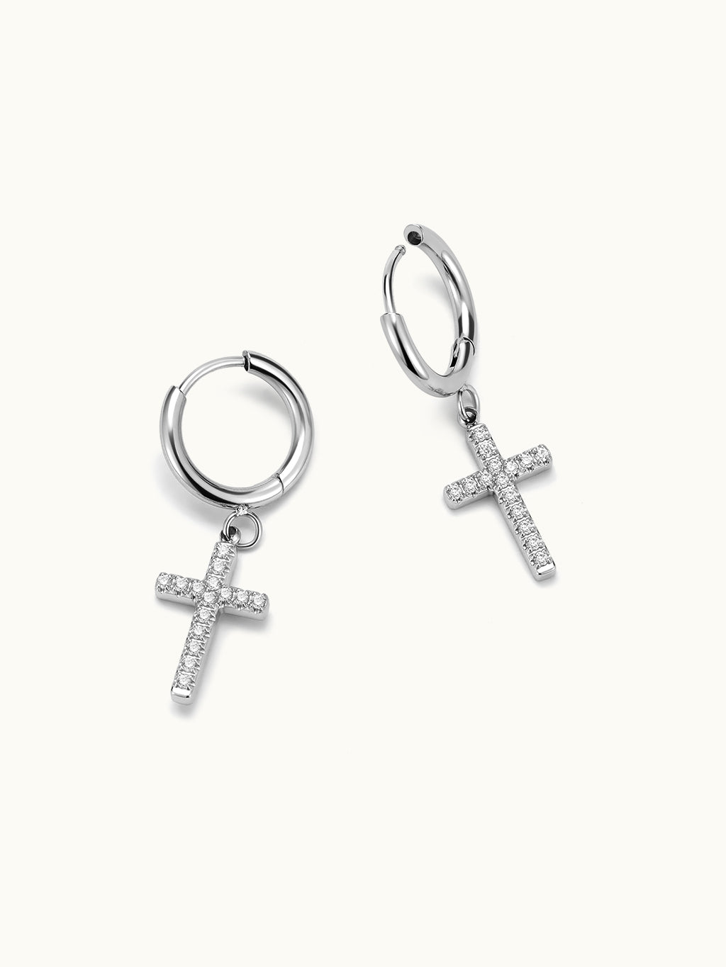 Zircon Cross Huggie Earrings