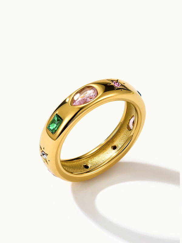 Colorful Gemstone Cluster Ring