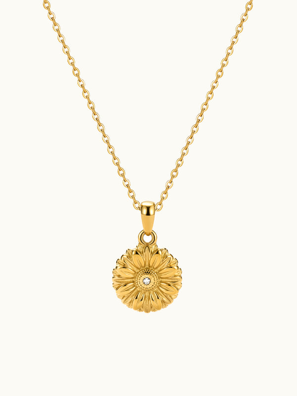 Shiny Sunflower Zircon Necklace