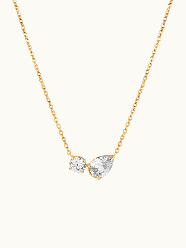 Two Pear Shaped Diamond Necklace