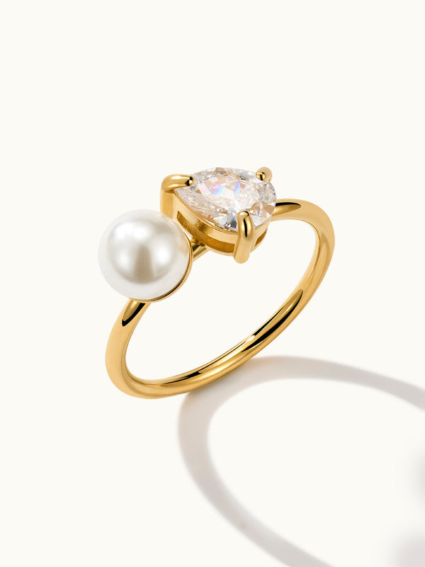 Teardrop Zirkonia Pearl Ring