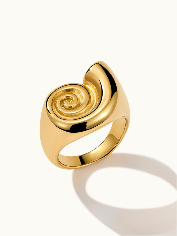 Conch Swirl Signet Ring
