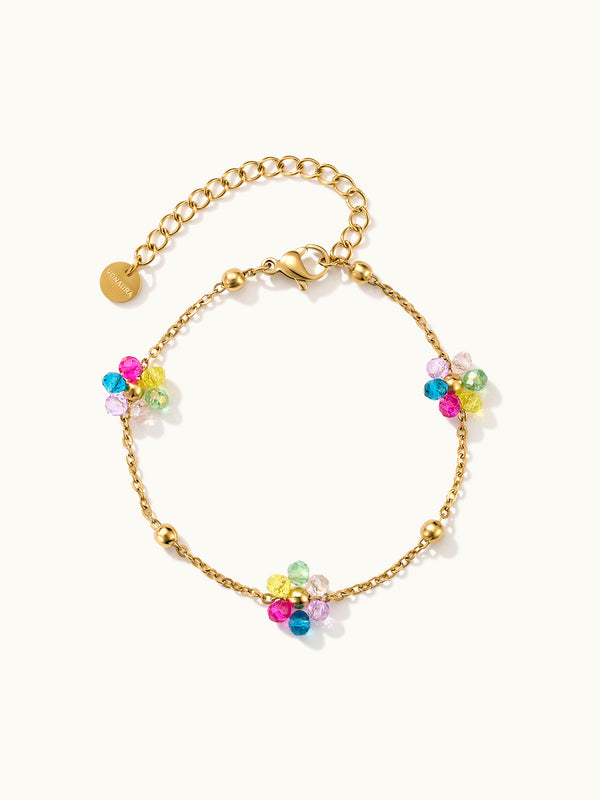 Colorful Flower Gold Bead Chain Armband