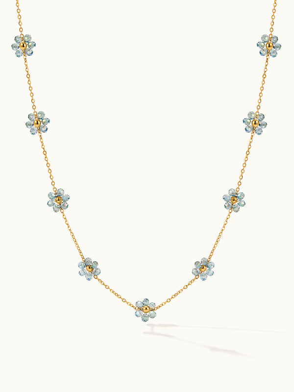 Sunlit Gray Blue Daisy Flowers Kette