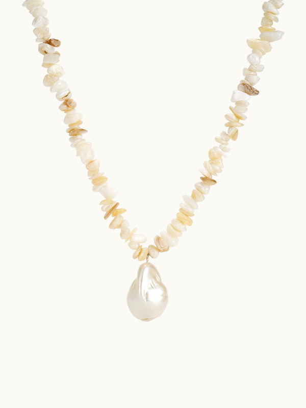 Baroque Pearl Spiral Shell  Necklace