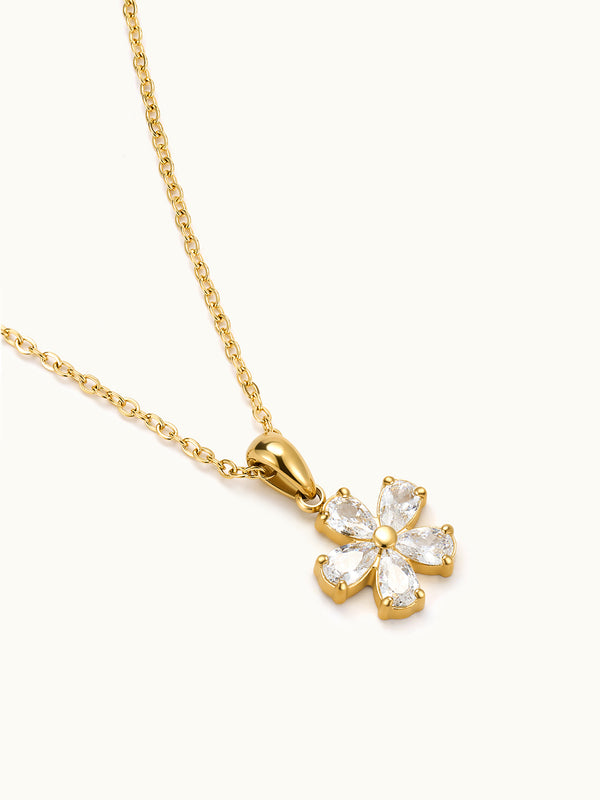 Five Flower Petal Dangle Necklace
