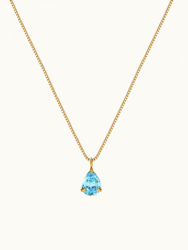 Ocean Blue Drop Zircon Necklace